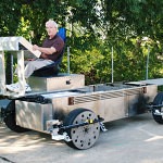 Roam Transport MicroWay chassis following side reference in parking lot test. MegaRail