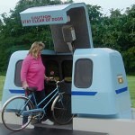 Roam Transport's MicroWay cars can accommodate passengers with bicycles. MegaRail